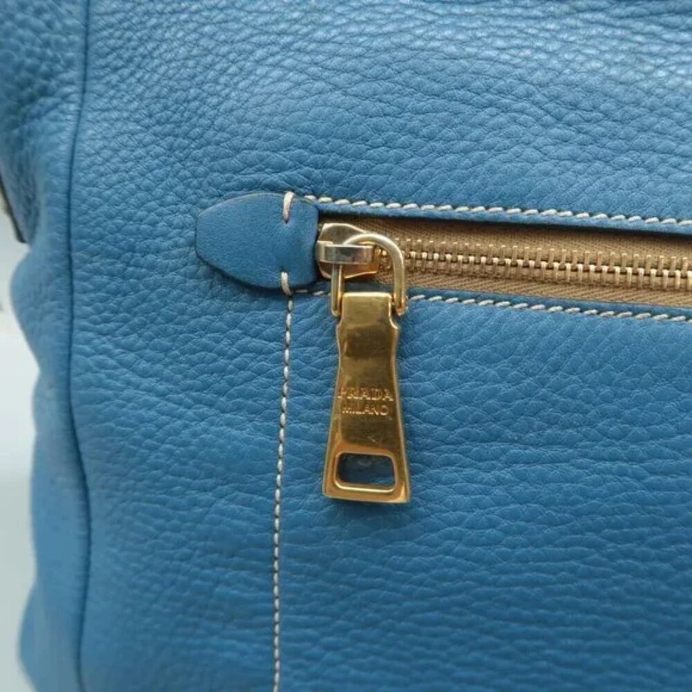 100% Authentic PRADA Blue Leather Shoulder Bag 613-082824 - Picture 8 of 12